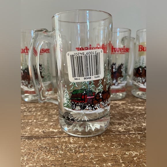 Budweiser Vintage 1989 Holiday Clydesdales Stein Glasses - Picture 3 of 3